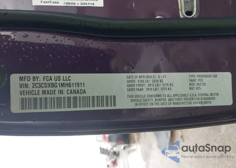 2021 Dodge Charger Sxt Rwd from USA, damaged, VIN 2C3CDXBG1MH611911